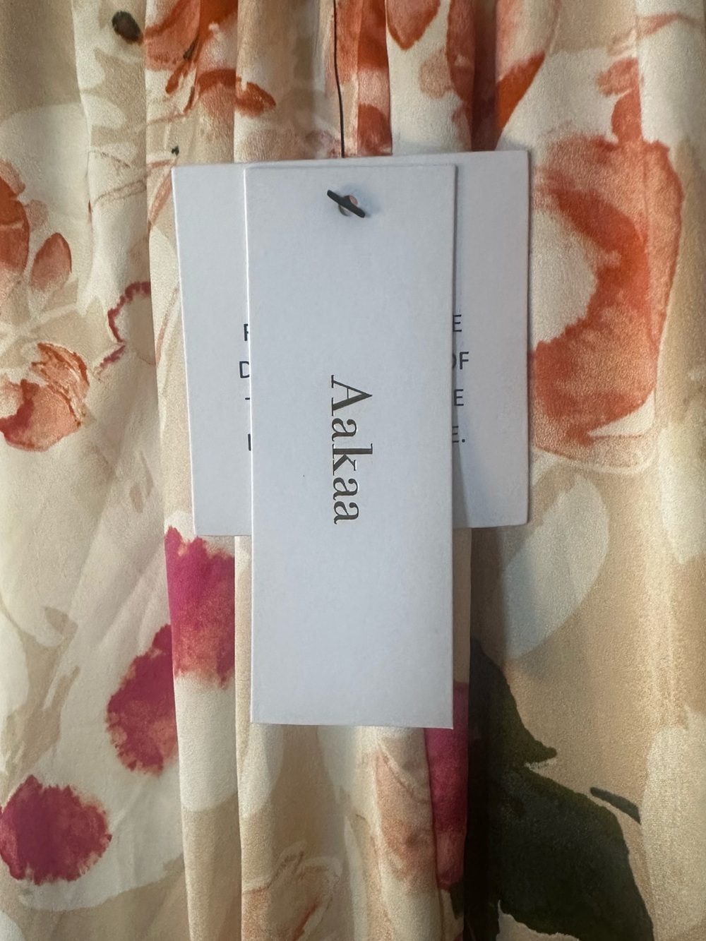 NWT Aakaa Beige Halter Maxi Dress with Olive and Orange Floral Print Medium - Picture 6 of 6